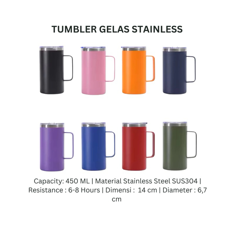 Grosir Tumbler Gelas Mug Gagang Jumbo Stainless Polos