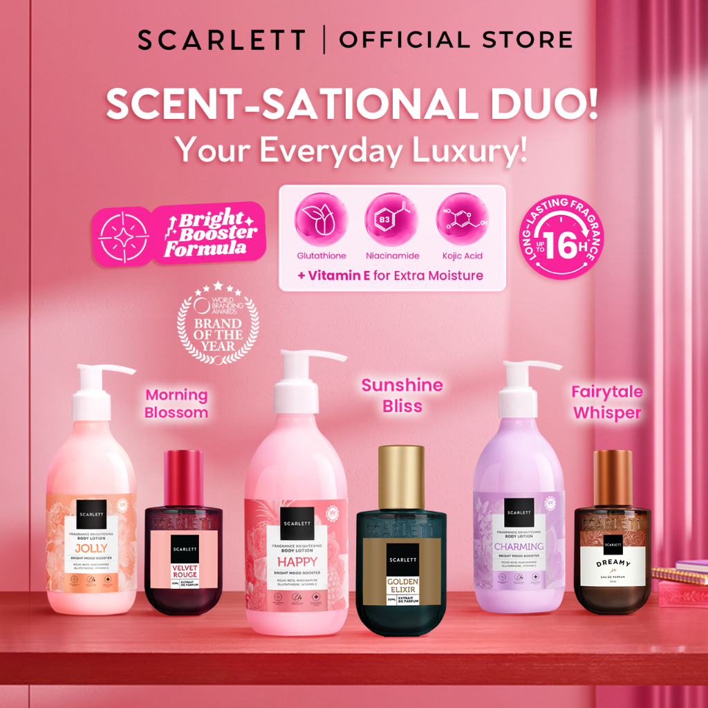 Scarlett Whitening SCENT-SATIONAL DUO - Eau De Parfum Velvet Rouge / Golden Elixir / Dreamy + Body L