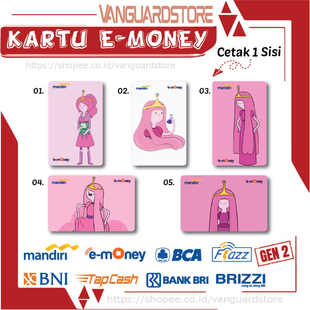 KARTU E MONEY E TOLL PUTRI BUBBLEGUM ADVENTURE TIME ANIME 28 EMONEY MANDIRI FLAZZ BCA TAPCASH BRIZZI