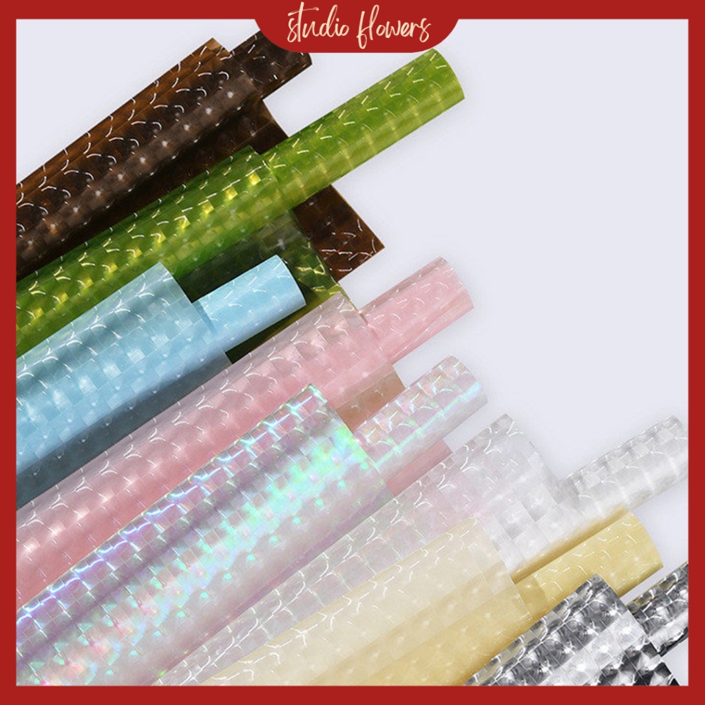 (ROLL) Kertas Buket Roll Bunga Semi Hologram Flower Wrapping Korean Paper Hologram Paper ROLL02