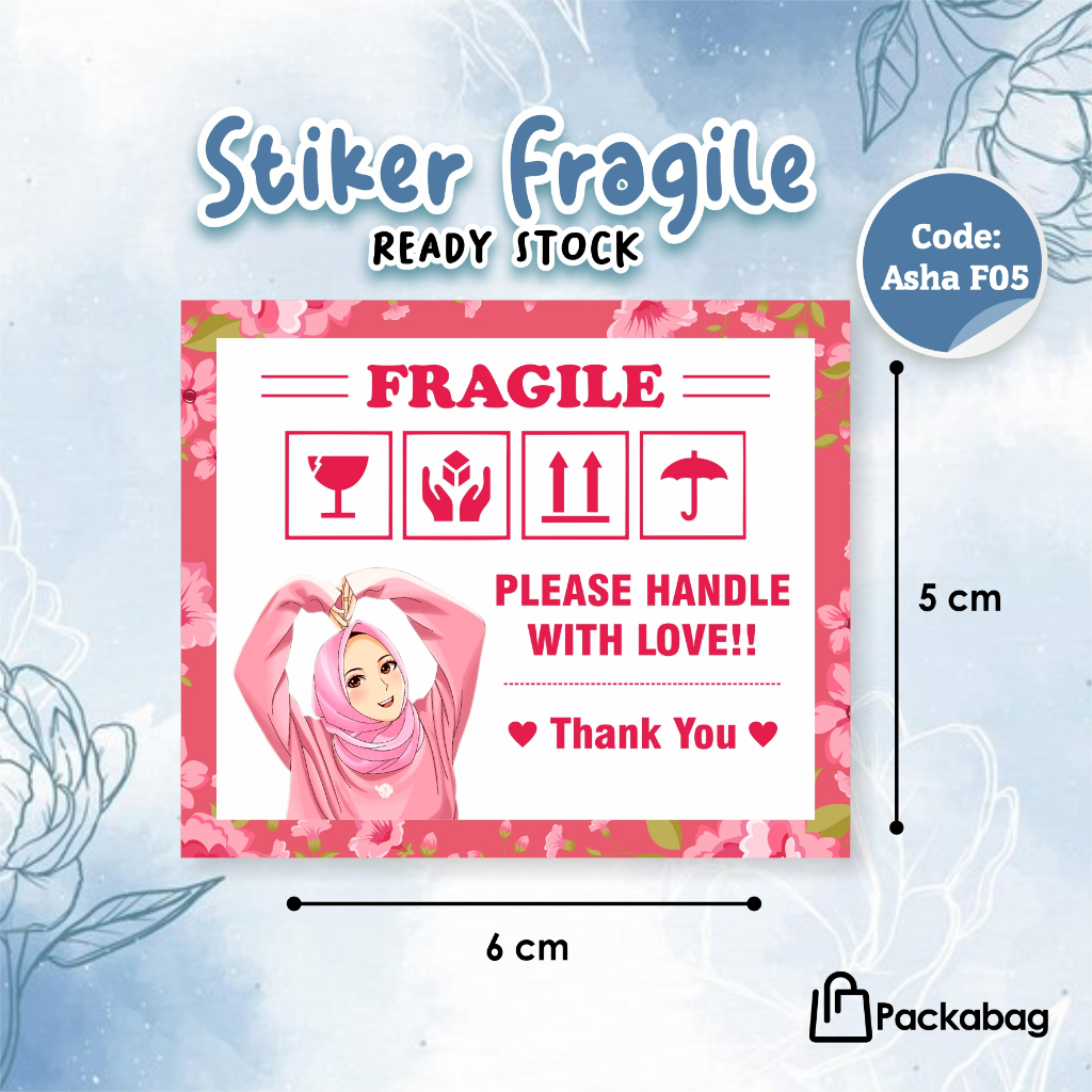 

STIKER FRAGILE UNIK & LUCU - UKURAN 6X4 CM - STIKER READY STOCK ASHA F05