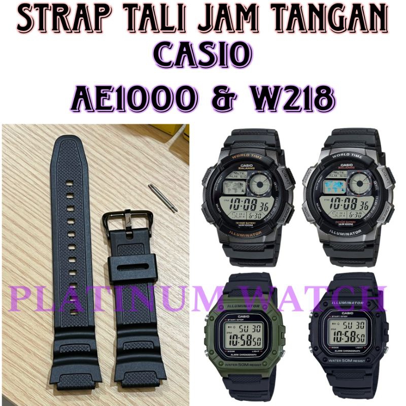 STRAP CASIO AE 1000W AE 1100W AE 1100 AE 1000 FIT W 218H W 218 Casio Original + spring bar