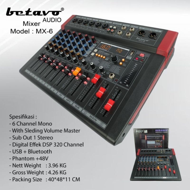 MIXER AUDIO BETAVO MX-6 PROFESIONAL MIXER 6 CHANNEL BETAVO MX 6