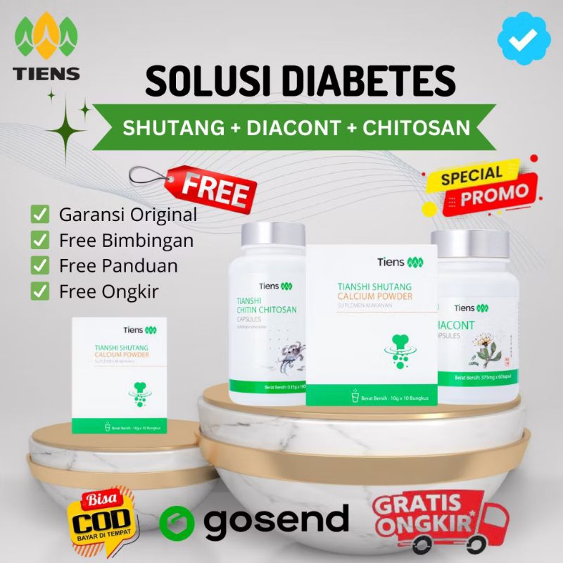 PAKET PRODUK TIENS UNTUK DIABETES MELITUS OBAT FITOFARMAKA TIENS SHUTANG CALCIUM POWDER DIACONT DIAB