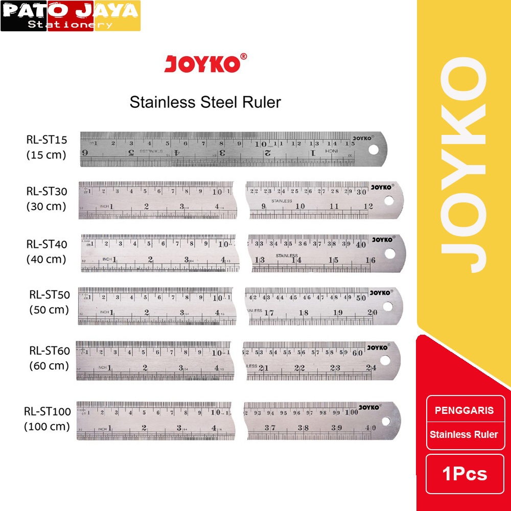 

PENGGARIS RULER STAINLESS STEEL JOYKO 15CM-60CM / PENGGARIS BESI JOYKO