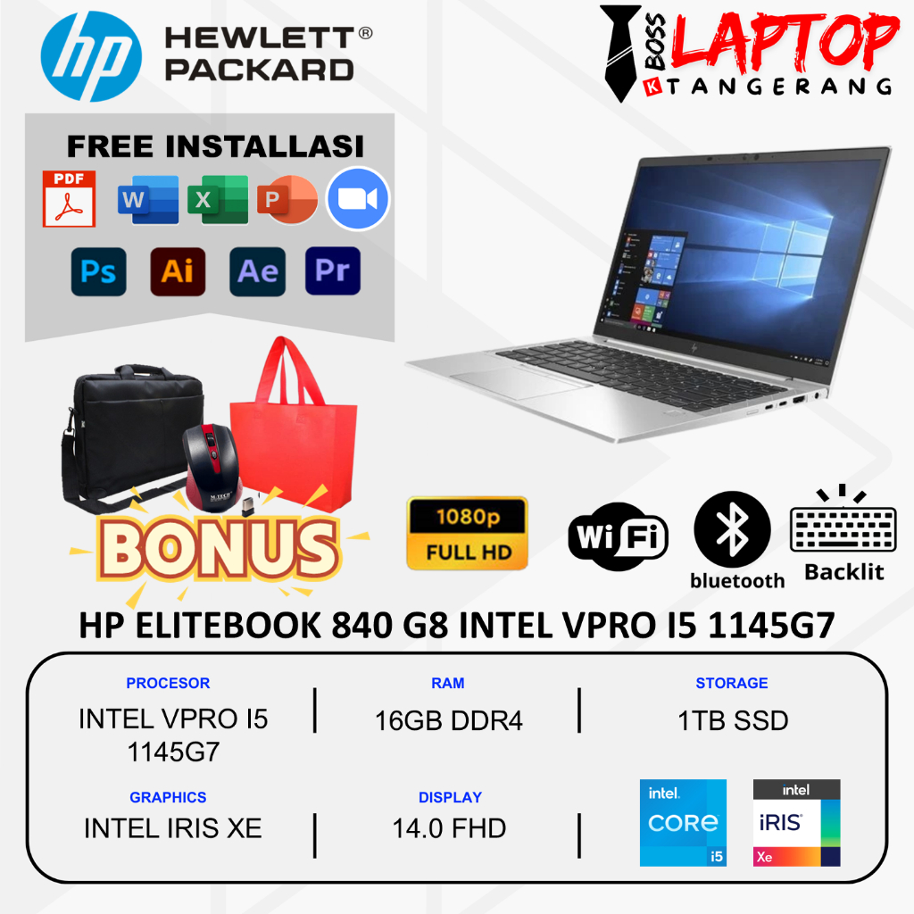 Laptop Baru Hp Elitebook 840 G8 Intel Core i5 RAM 16GB 1TB SSD 14 Inch FHD