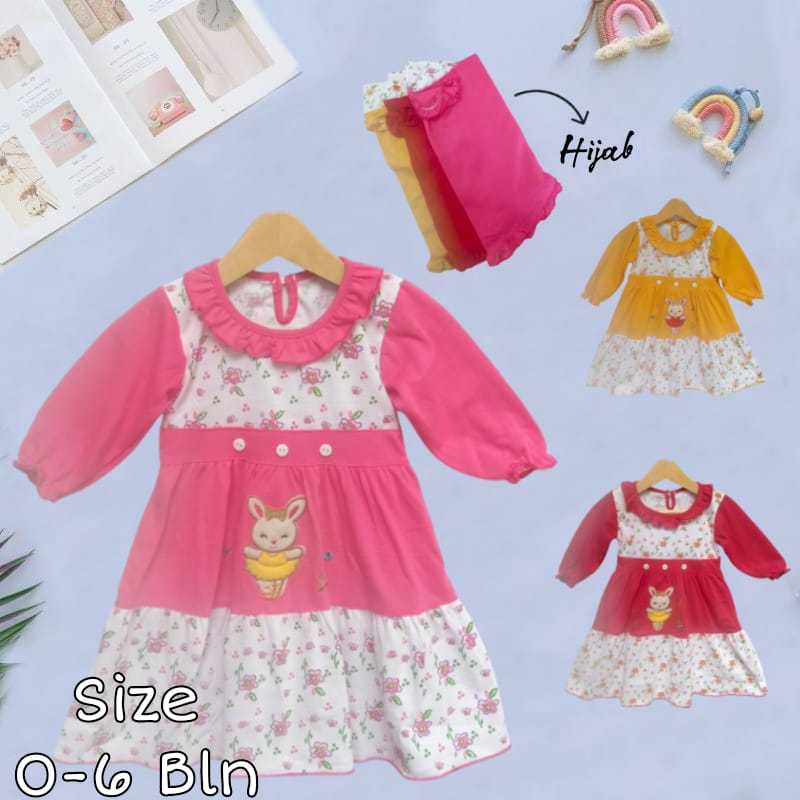 23953 - Baju Gamis Anak Cewek Lebaran 0-6 Bln Pakaian Muslim Wanita Atasan Ank Perempuan Dres Pesta 