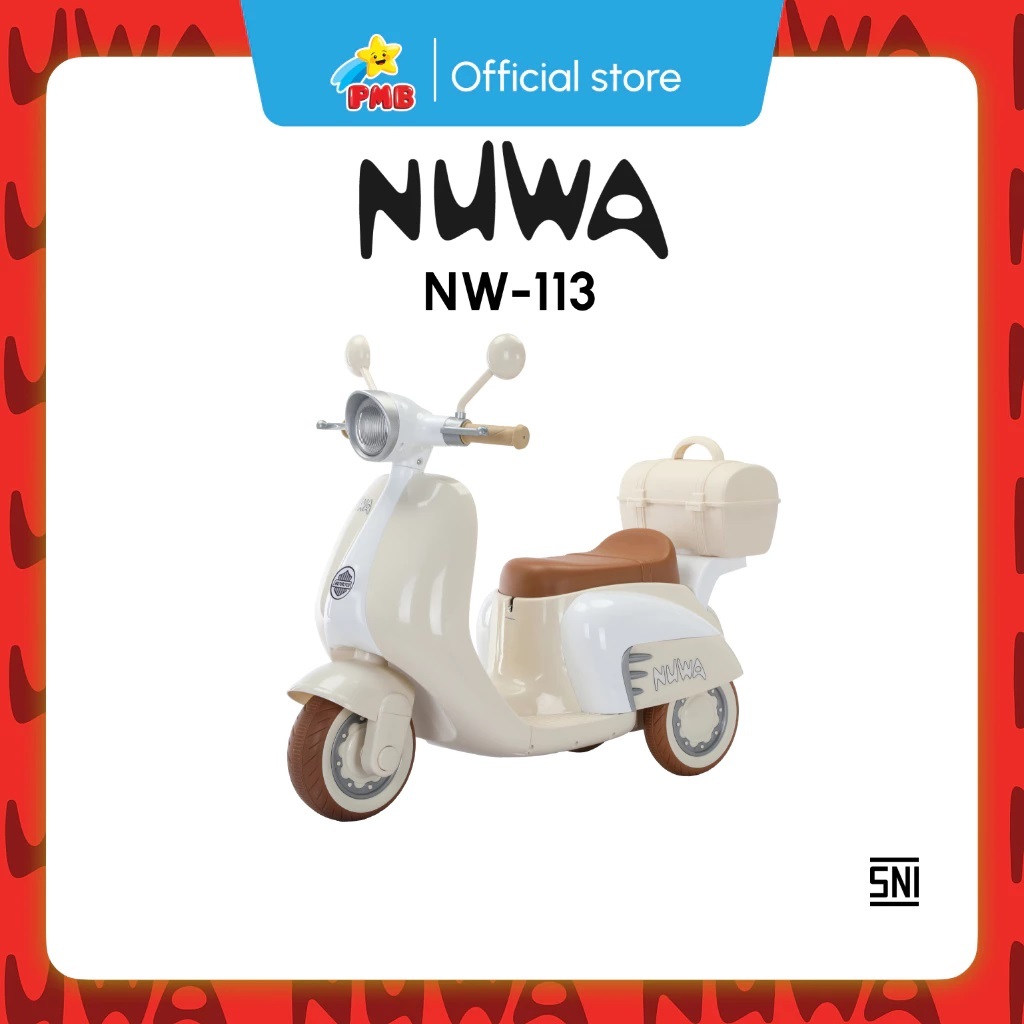 MOTOR AKI ANAK VESPA MINI NUWA NW 113/ MOTOR AKI ANAK PEDAL GAS/MAINAN MOTOR AKI VESPA MINI