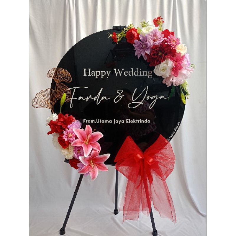 Papan bunga Akrilik wedding 1 set kaki