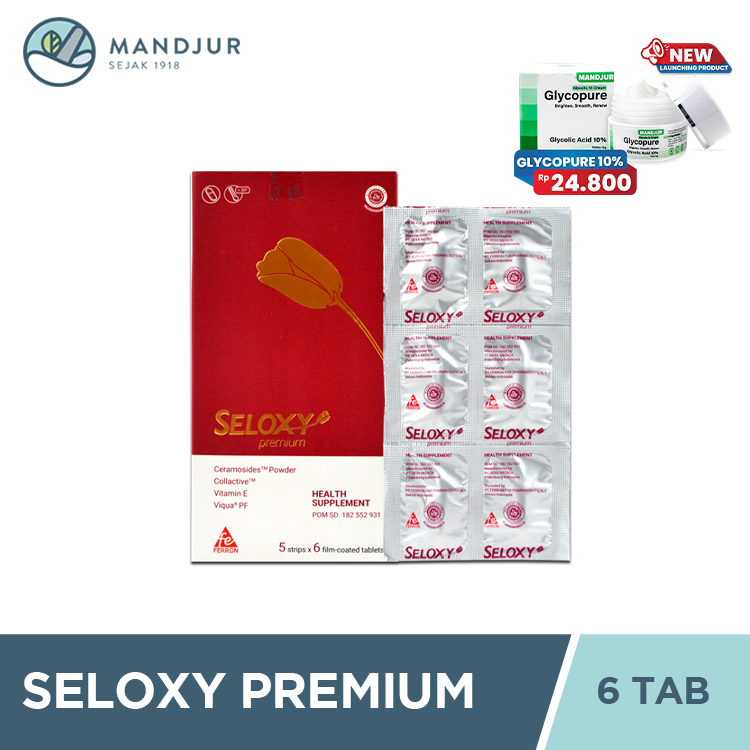 Seloxy Premium 6 Kaplet - Vitamin Kulit Anti Penuaan Dini Anti Kerutan