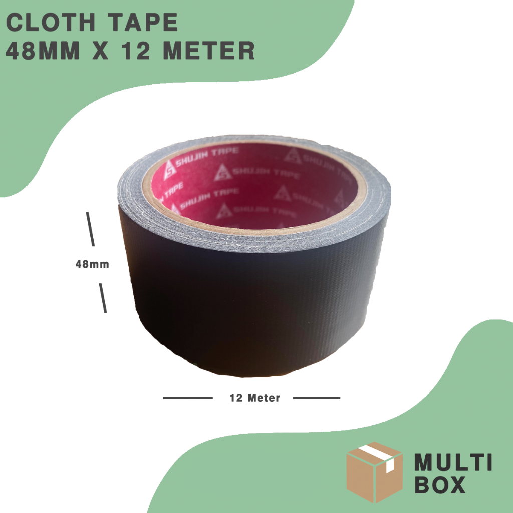 Cloth Tape Lakban Kain Hitam 2 inch 48MM X 12 Meter Shujin Tape