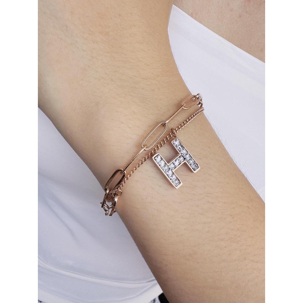 Gelang Rantai  H Titanium Wanita Fashion Korea 18K  KH01R