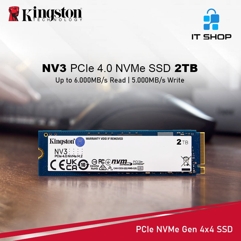 Kingston NV3 2TB PCIe 4.0 NVMe SSD - M.2 2280, Performa Tinggi untuk PC dan Laptop