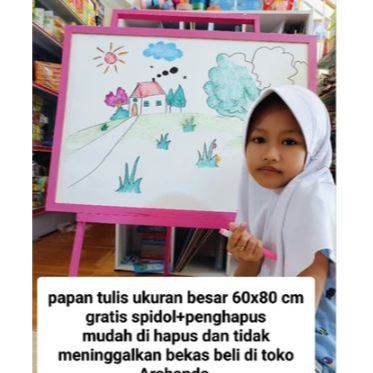 

(HANYA KIRIM PULAU JAWA)Papan Tulis 60x80 / white board ukuran besar+ standing gratis spidol+ penghapus