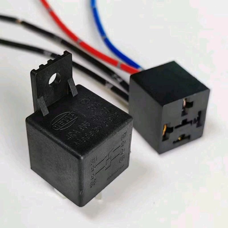 Relay 12v Kaki 4 Hella set Socket Relay klakson Dan Lampu 12volt 30A