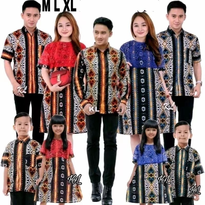 Dress Batik Pasangan Kombinasi Brokat Baju Couple Keluarga Wanita