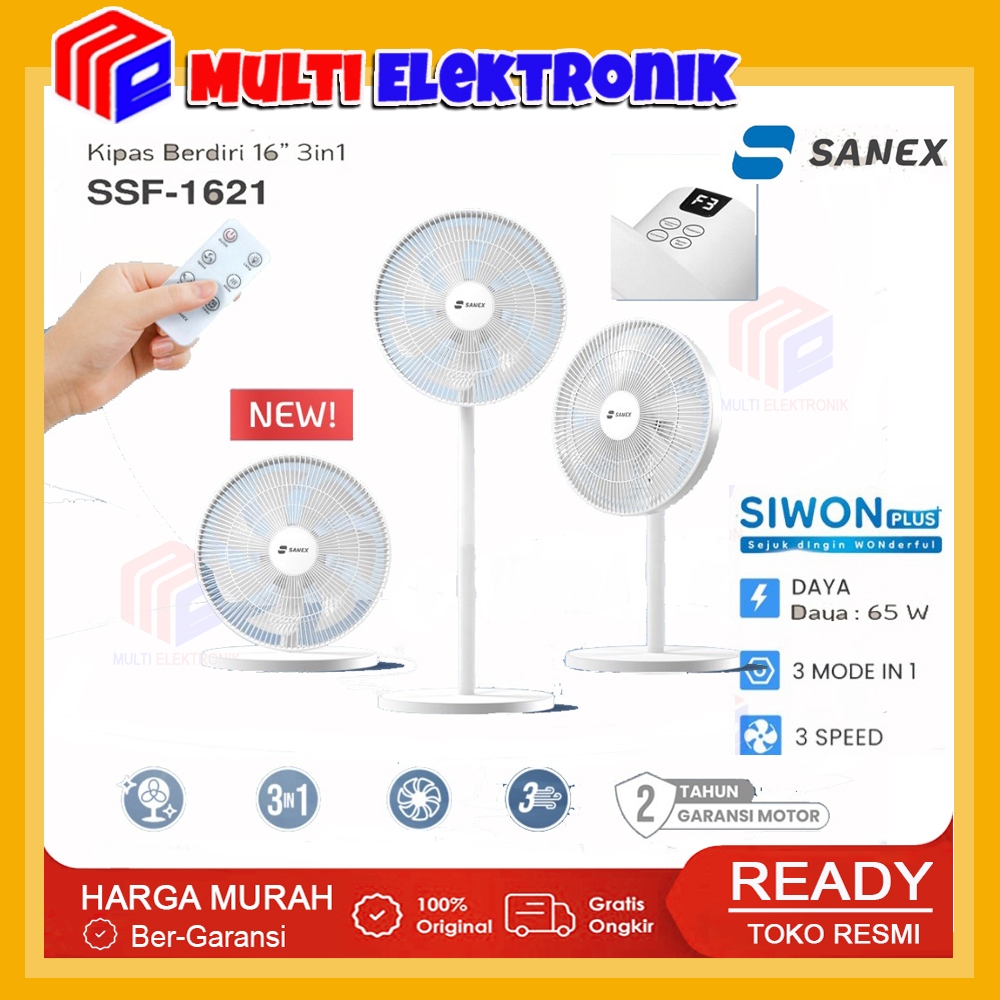 Sanex SSF-1621 Kipas Angin 3-in-1 16 Inch Putih dengan Desain Modern dan Minimalis