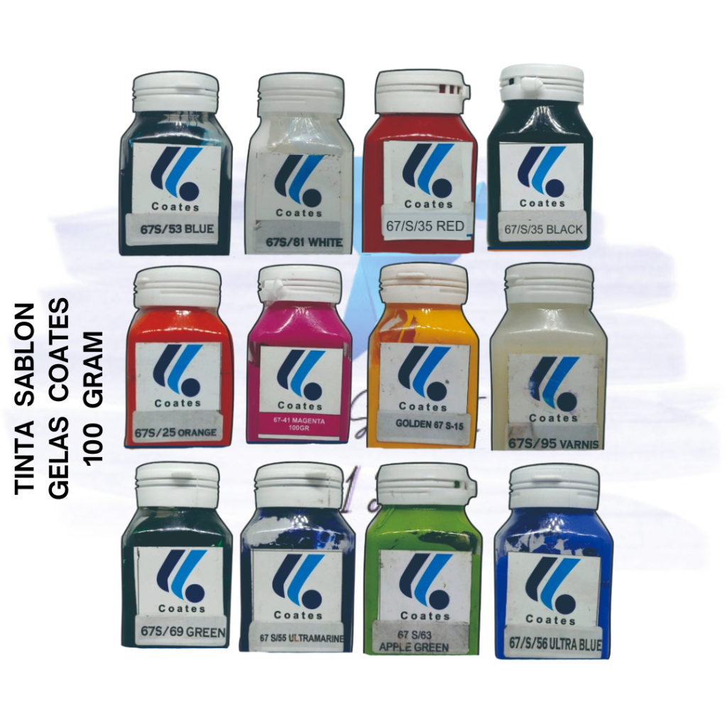 Tinta Sablon Coates 100gr Khusus Media Gelas Kaca Keramik PCB Metals Acetal Metal OC ABS Poly Propyl