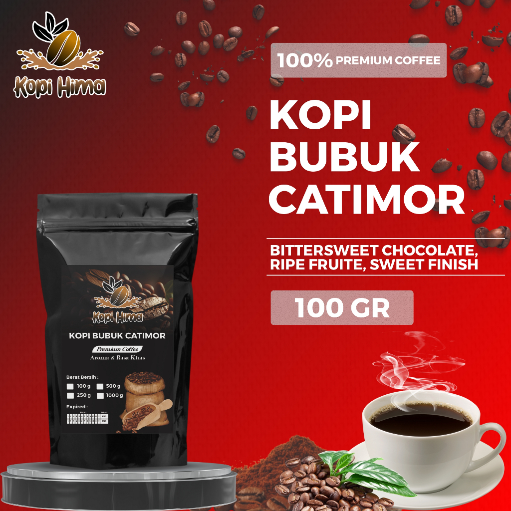 

kopi.hima - bubuk kopi catimor berat 100 gram premium gilingan halus roasting medium dan dark