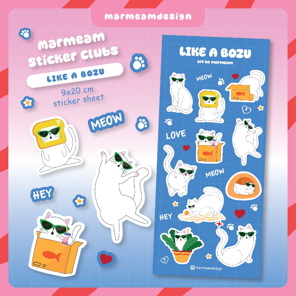 

Sticker Kucing Putih | Like A Bozu | Vinyl Sticker Tahan Air 9x20 cm