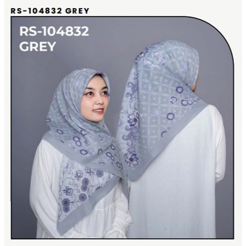 Almeera - Jilbab Printing Motif Segiempat Premium Voal GREY