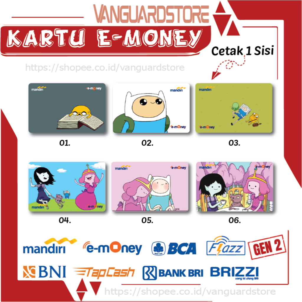 KARTU E MONEY E TOLL GAMBAR KUMPULAN ADVENTURE TIME ANIME 30 EMONEY MANDIRI FLAZZ BCA TAPCASH BRIZZI