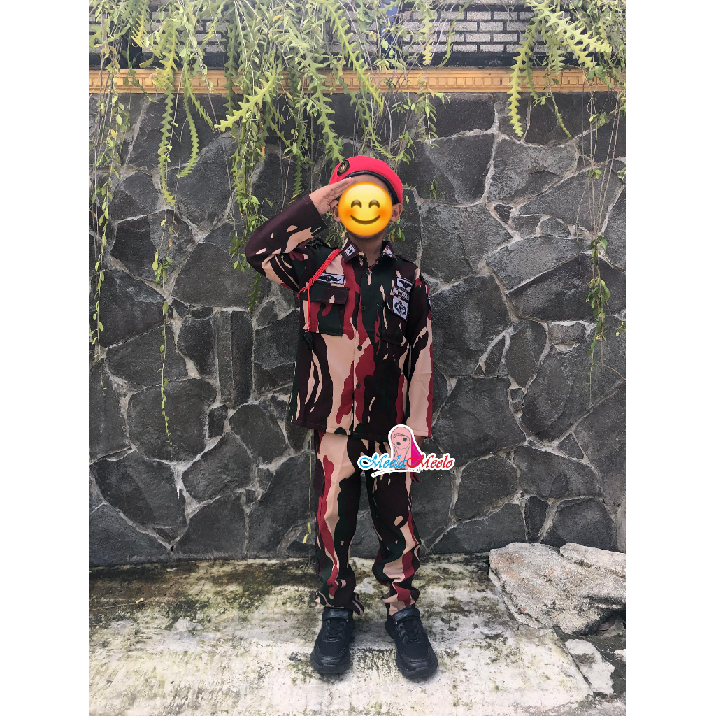 Baju kopasus anak baju tentara anak laki laki setelan baju tentara loreng anak baret merah kopasus