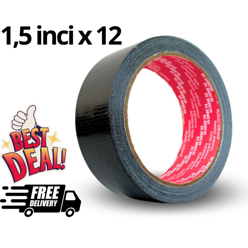 

1,5 inci X 12 lakban kalin hitam Original Ichiro 100% lakban murah berkualitas premium