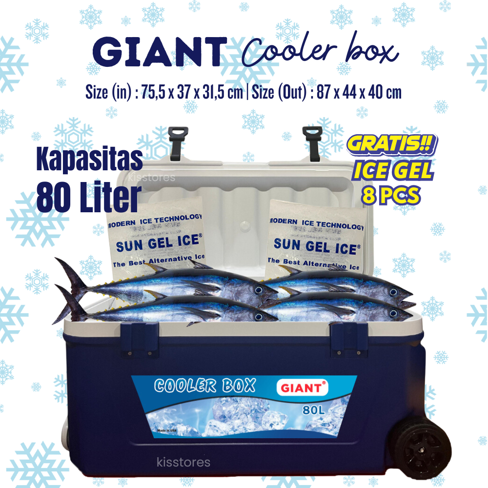 Cooler Box 80 Liter Roda Box Pendingin Es Ikan Daging Beku Cooler Box Roda & Troli Box Ikan Tuna