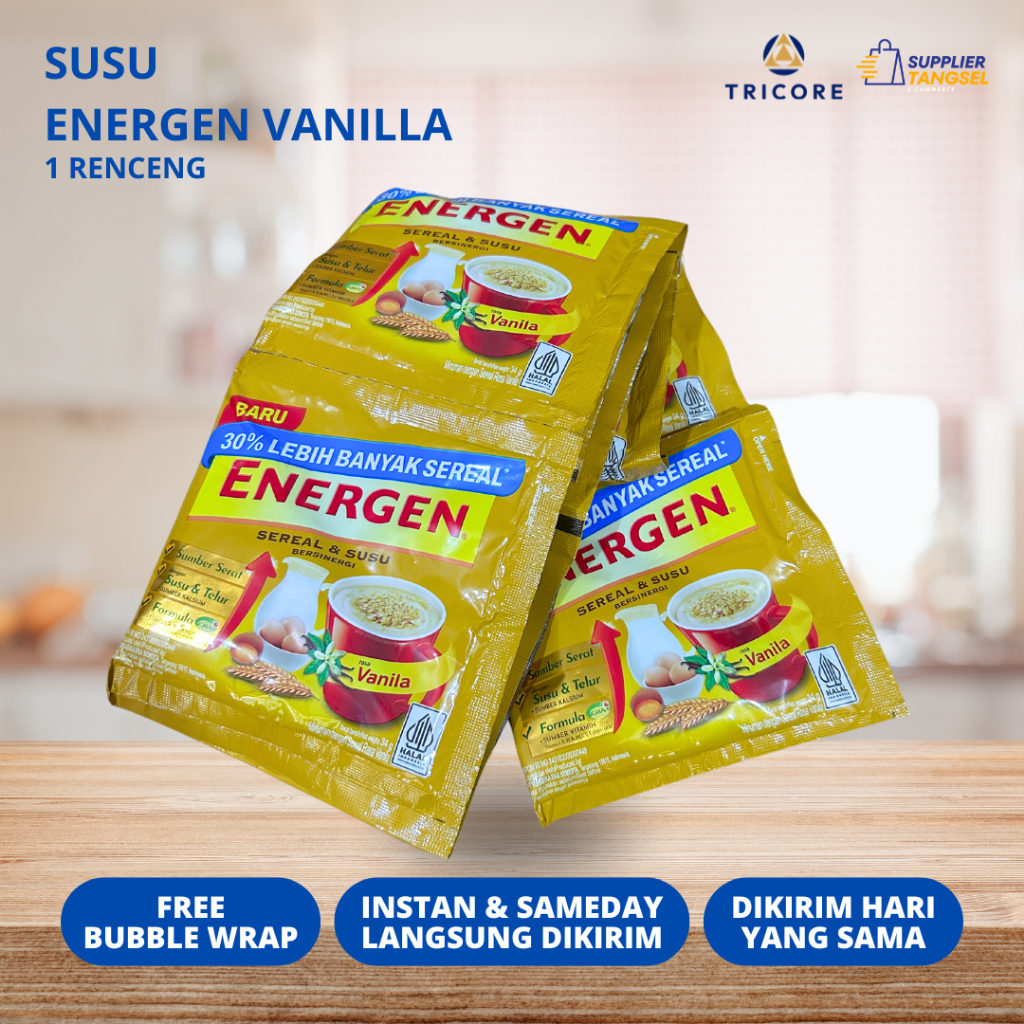 

Energen Sereal / Minuman Sereal & Susu Rasa Vanilla 1 Renceng isi 10