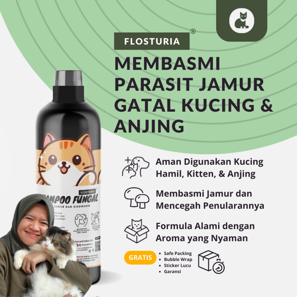 FLOSTURIA ANTI FUNGAL SHAMPO KUCING JAMUR DEGREASER DAN RINGWORM 250 ML BISA KITTEN & HAMIL