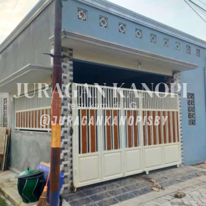 Pagar rumah grc kayu / Pagar dorong minimalis terpasang surabaya