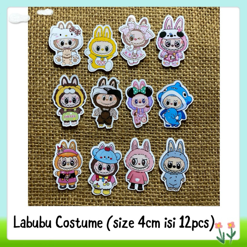 

12pcs sticker tempelan glossy labubu costume