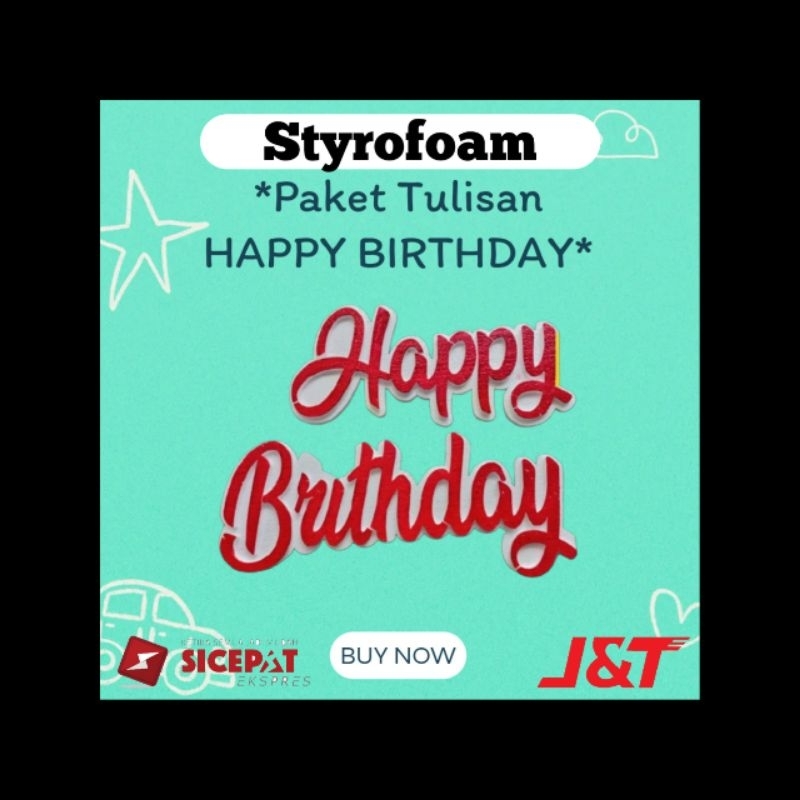 Huruf Timbul Backgraund/Styrofoam/Tulisan happy birthday Styrofoam/Hiasan Dinding Styrofoam