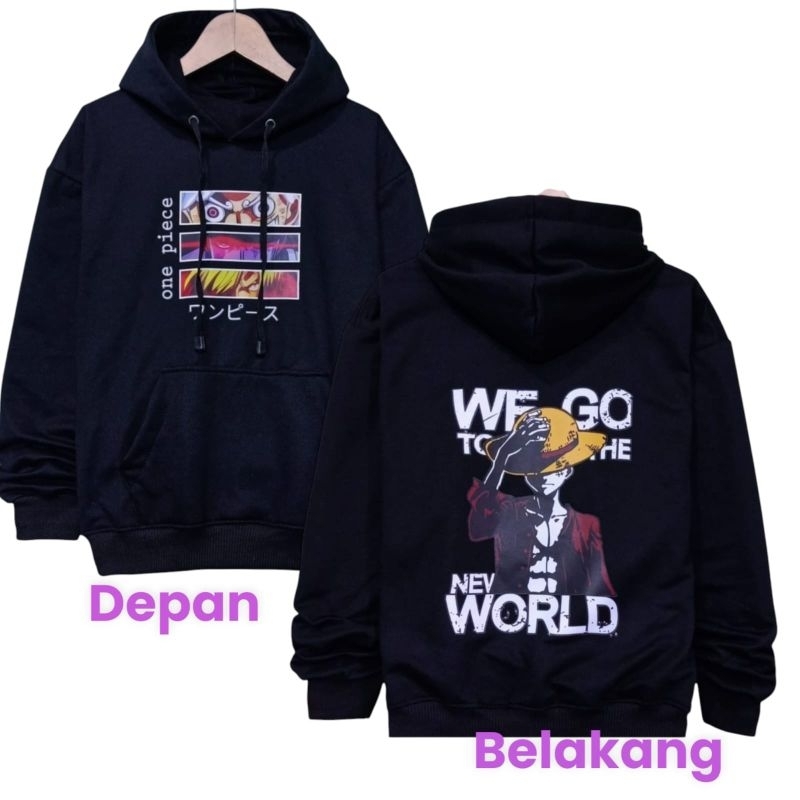 SWEATER HOODIE ANAK ONE PIECE USIA 7-14 TAHUN HOODIE WEGO BAHAN ADEM TIDAK PANAS FULL DTF