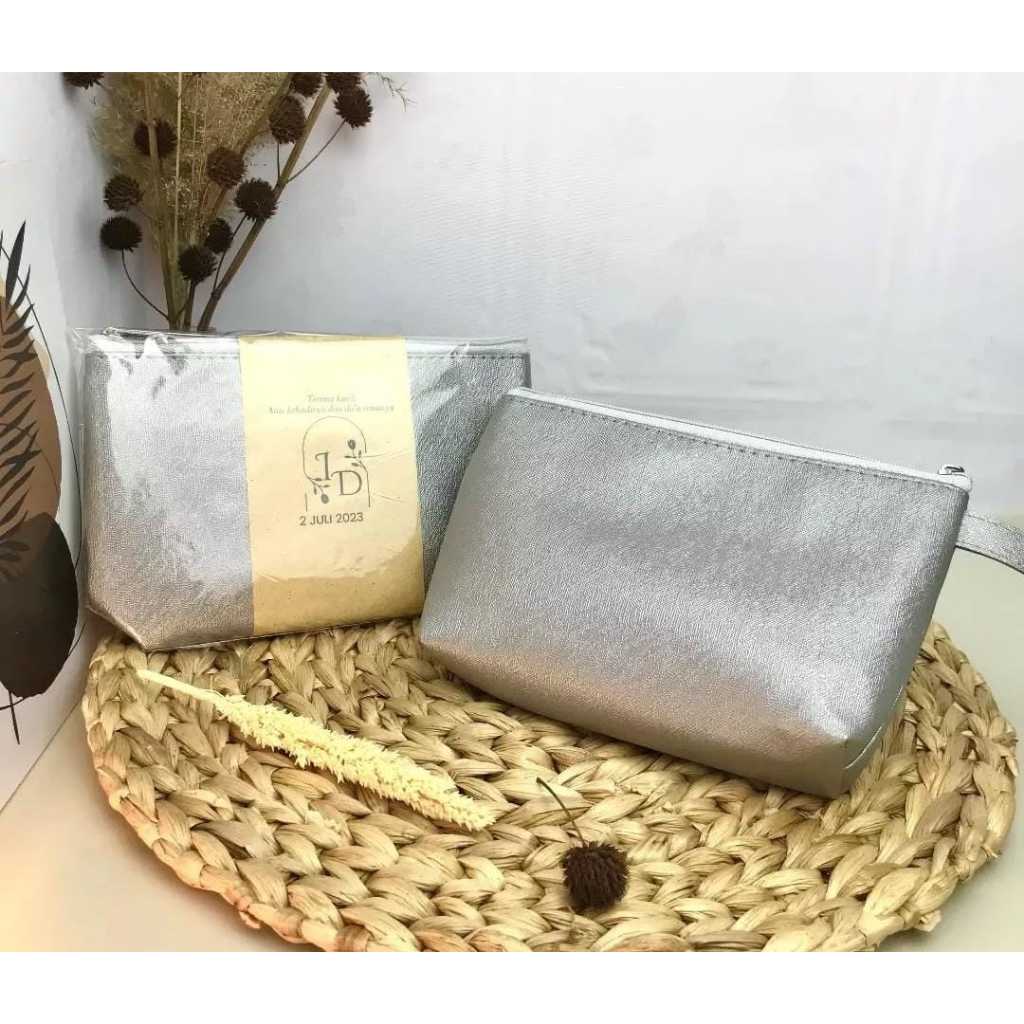 Souvenir Pouch Glitter ABU - Souvenir Pernikahan Pouch Gliter - SOuvenir Dompet Murah - SOuvenir Wed
