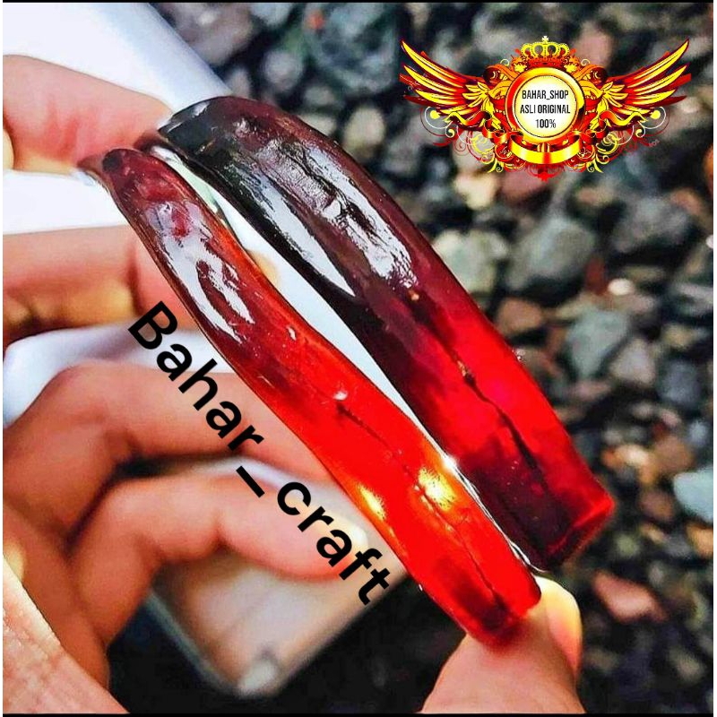 gelang akar bahar merah kristal tembus cahaya asli 100% original