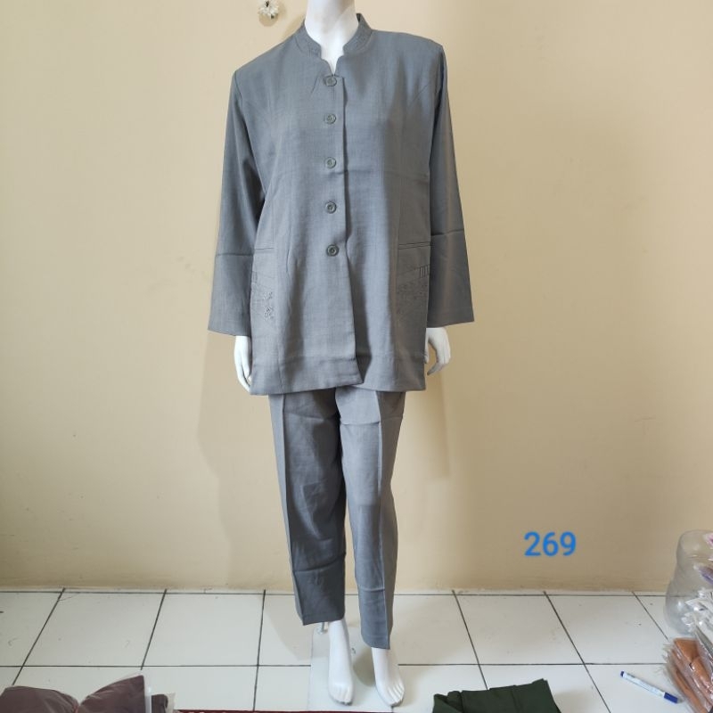 Termurah Setelan Baju Kantor Wanita Dinas ASN guru dll warna abu terang
