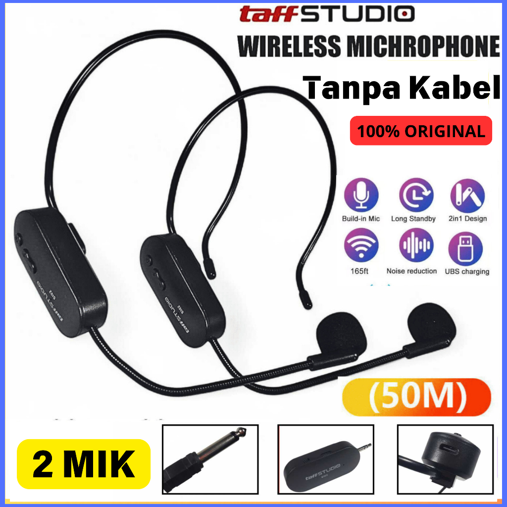 BERGARANSI Microphone Wireless Clip On Karaoke Terbaik Mic Bando Imam Masjid Headaset Receiver