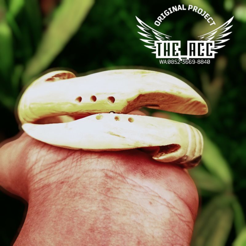 gelang akar Bahar bose putih natural ukir kujang kembar 100%original