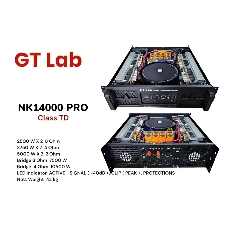 Power Amplifier GT Lab NK 14000/Amplifier GT-Lab NK14000 2 Channel/Power GTLab NK-14000 Professional
