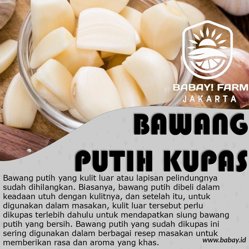 

Bawang Putih Kupas 250 500 gr 1 kg / peeled garlic 250 500 gram 1 Kilogram