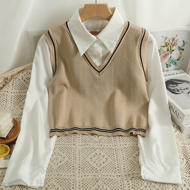 [Hallyu] Vest Polo Lengan Panjang Knit Import Premium | Atasan Wanita Polo Rajut Korean Style | Vest