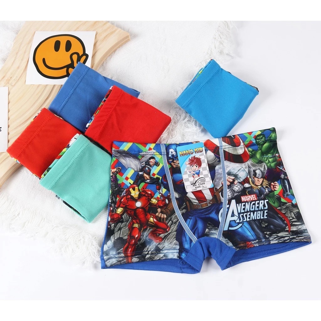 1 Lusin Boxer Anak Cowok Nanokid Motif Superhero Celana Dalam Segiempat Anak Laki Laki Bahan Spandek