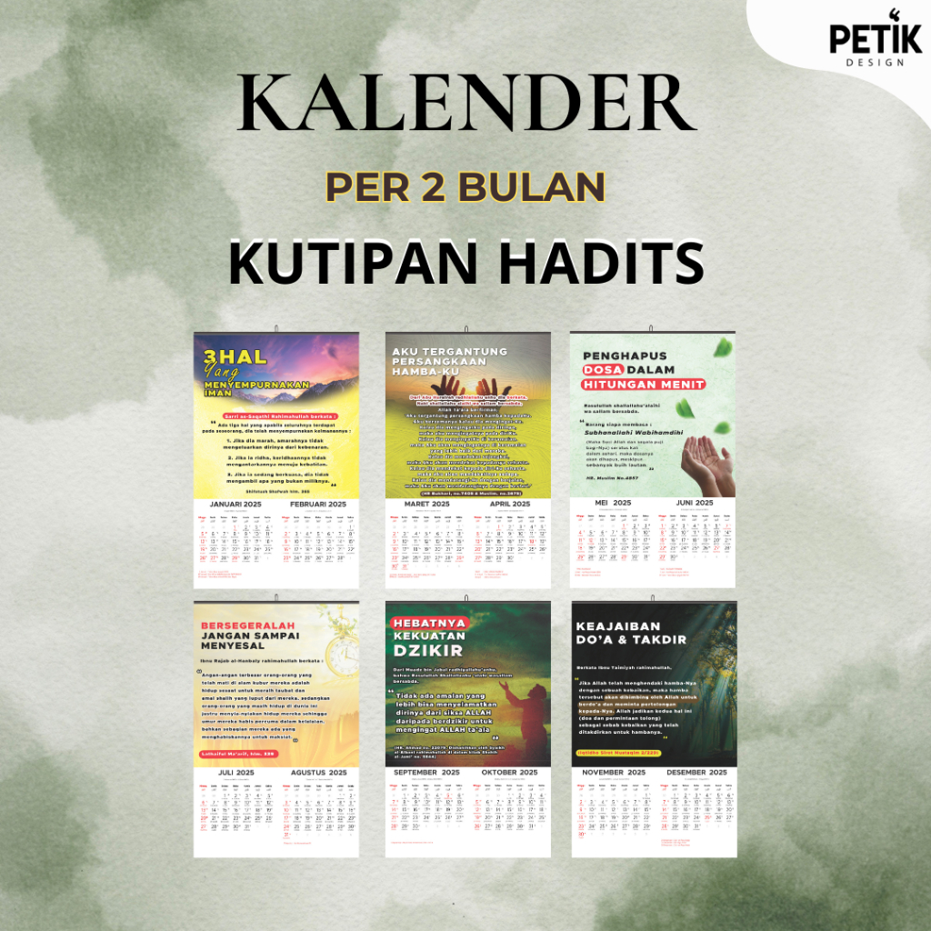 

Kalender Dinding Kutipan Hadits 2025 6 Lembar Klem