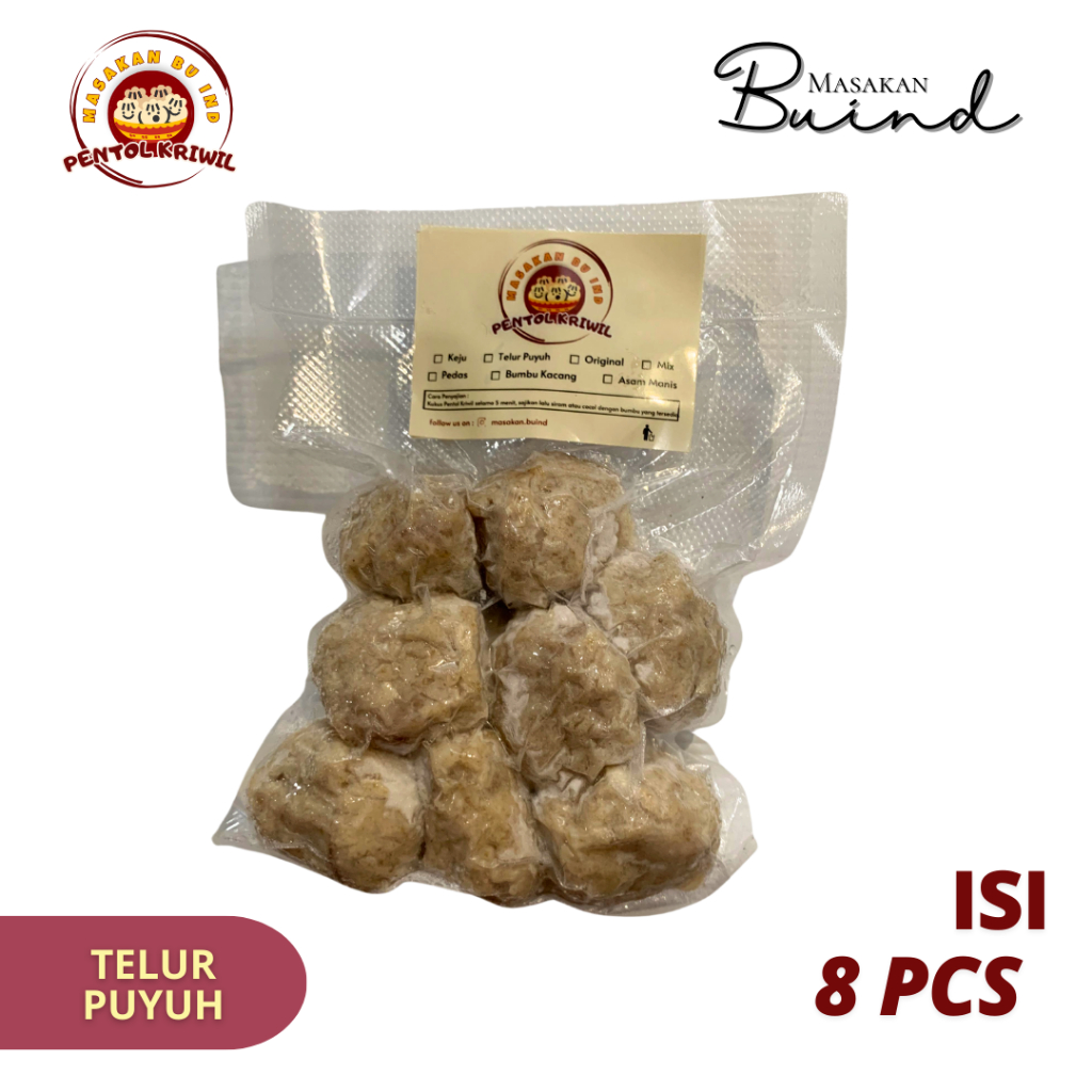 

Bakso Pentol Kriwil / Cilok Kriwil Frozen isi Telur Puyuh (isi 8pcs)