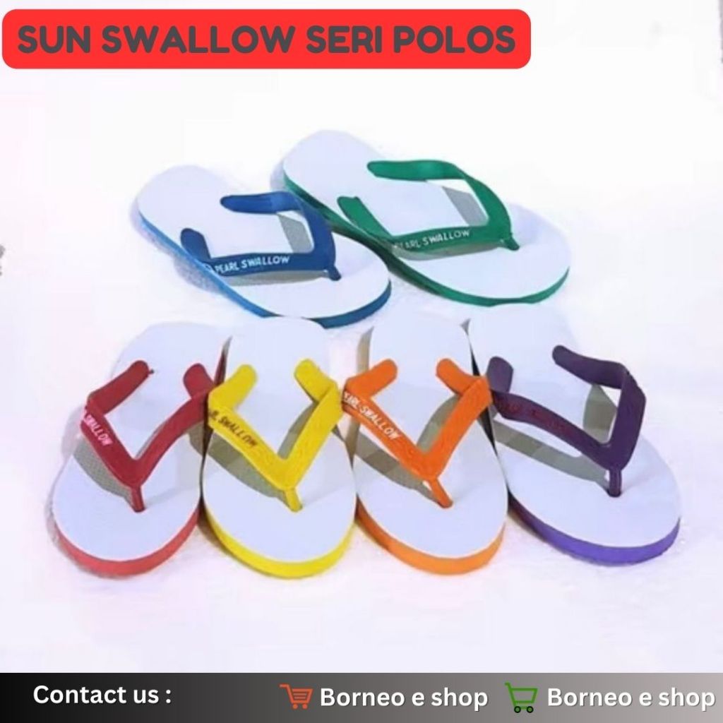 [BISA COD] Sandal Jepit Sun Swallow seri polos warna Hitam Sandal Jepit Pria Wanita Karet Lokal Lent