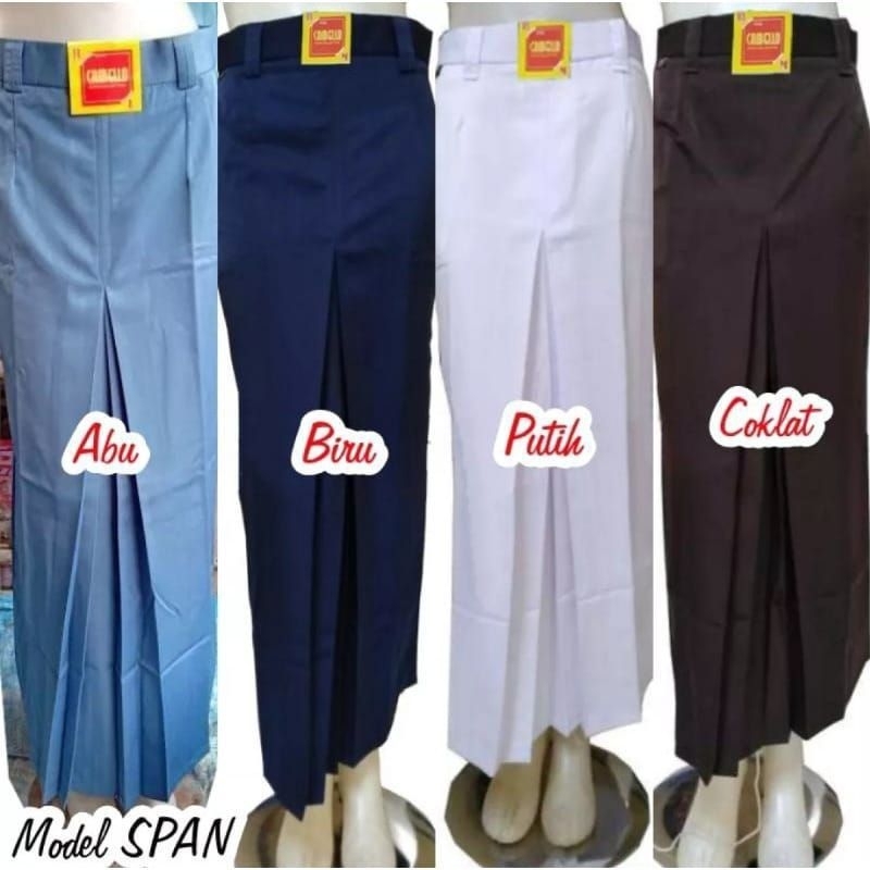 Rok span 1, Rok span bahan twis (licin serta mengkilap), Rok span SMP, Rok span SMA, Rok span Abu SM