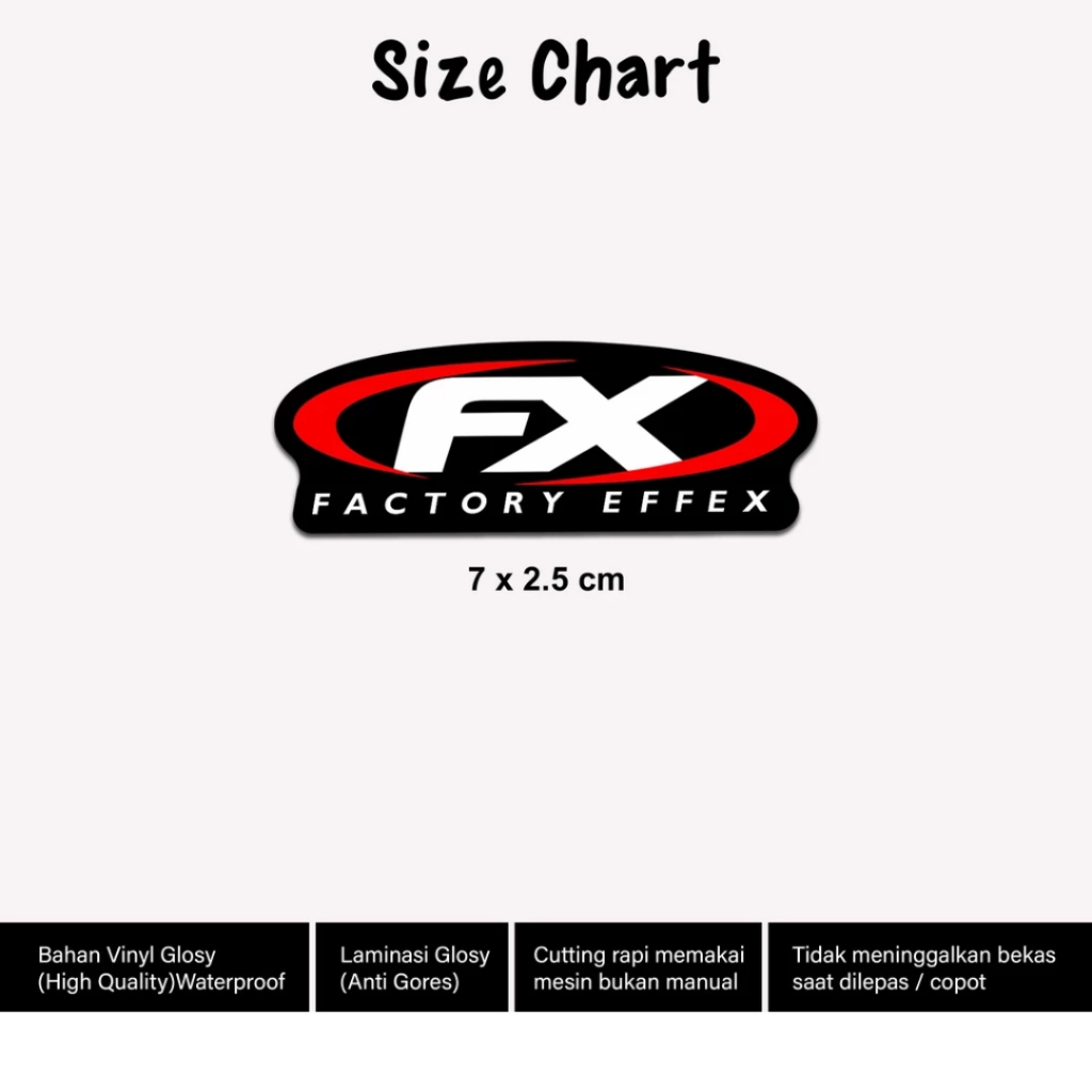 

Stiker Sponsor Racing FX Factory Effex Laminasi Glossy 7cm Sticker Motor Bijian