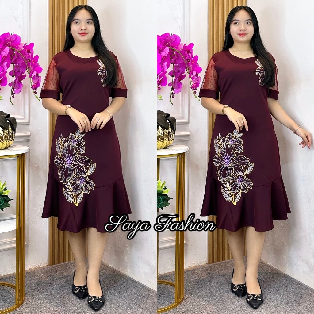 Dress Duyung Scuba Bordir Tile Premium 535